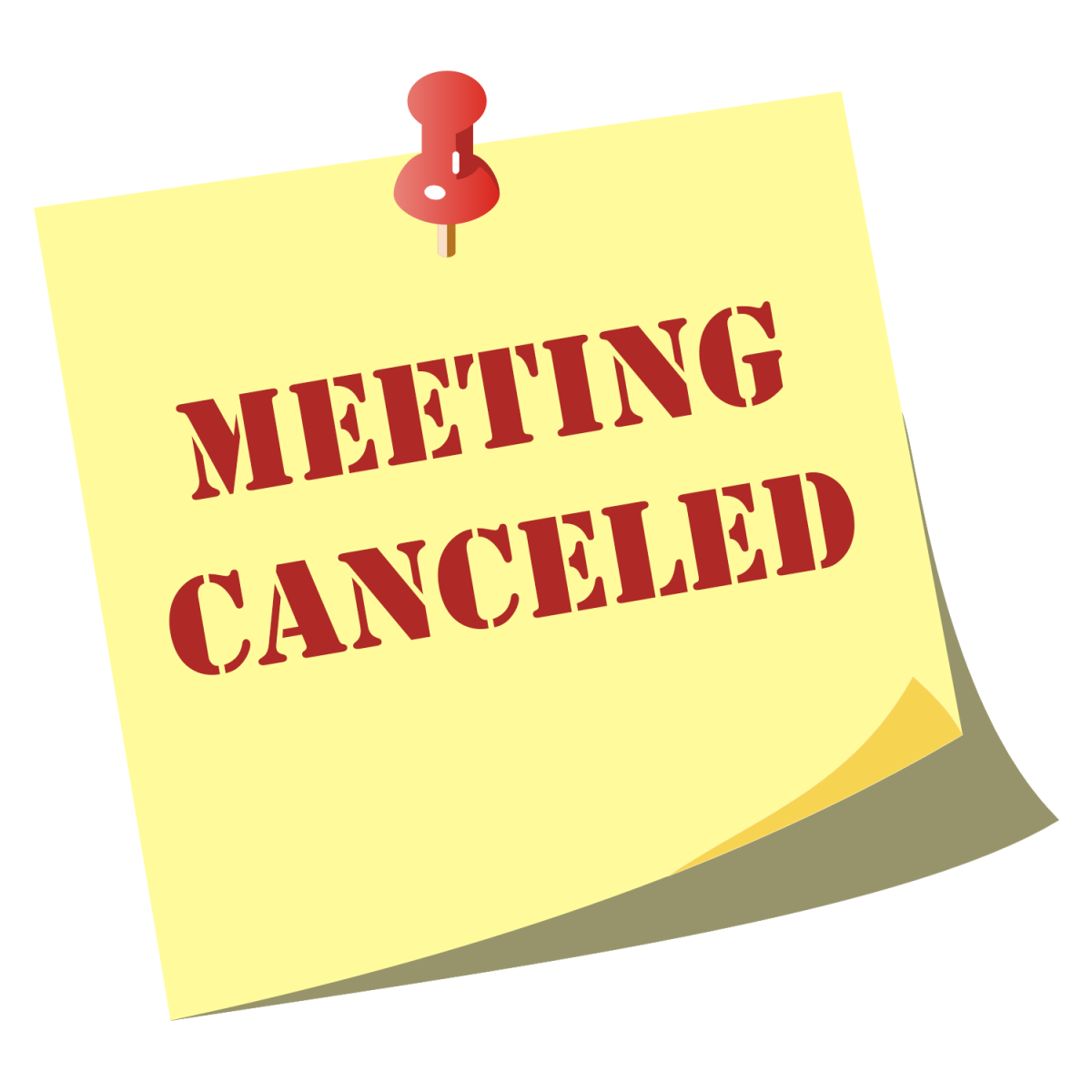 Post-it note showing the words "Meeting Canceled"